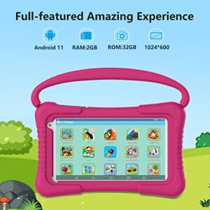 BYANDBY Tablet for Kids, 7 inch Tablet, Android 11 OS, 2GB+32GB ROM, Safety Eye Protection Screen, WiFi, Bluetooth, Dual Camera, Parental Control APP, Educational, Games, Tablet with Shockproof Case