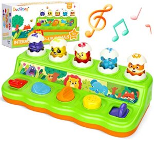 duchong interactive pop up animals eggs toy with music & sound, early developmental learning sensory toy for 1year old & 9-12-18 months baby, girls & boys