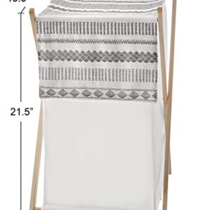 Sweet Jojo Designs Grey Boho Tribal Bohemian Baby Kid Clothes Laundry Hamper - Jacquard Aztec Gender Neutral Modern Geometric Stripes Gray Off White Ivory Textured Boho Chic Farmhouse Luxury