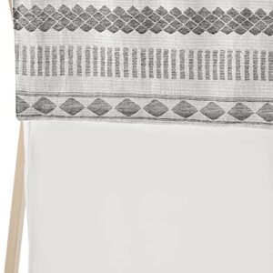 Sweet Jojo Designs Grey Boho Tribal Bohemian Baby Kid Clothes Laundry Hamper - Jacquard Aztec Gender Neutral Modern Geometric Stripes Gray Off White Ivory Textured Boho Chic Farmhouse Luxury