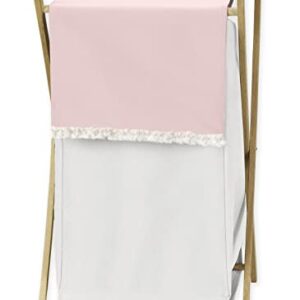 Sweet Jojo Designs Boho Chic Pink Modern Pastel Baby Kid Clothes Laundry Hamper - Bohemian Geometric Elegant Cream Off White Ivory Mid Century Retro Abstract Tuft Tufted for Color Block Collection