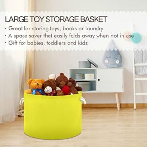 Kigai Yellow Solid Color Cotton Rope Basket Large Round Baby Laundry Basket Toy Blanket Books Storage Bin