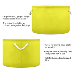 Kigai Yellow Solid Color Cotton Rope Basket Large Round Baby Laundry Basket Toy Blanket Books Storage Bin