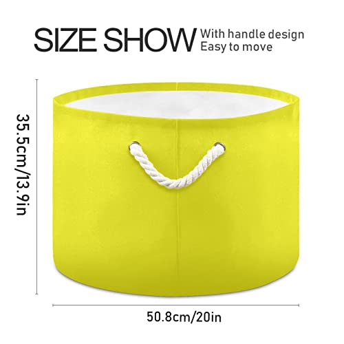 Kigai Yellow Solid Color Cotton Rope Basket Large Round Baby Laundry Basket Toy Blanket Books Storage Bin