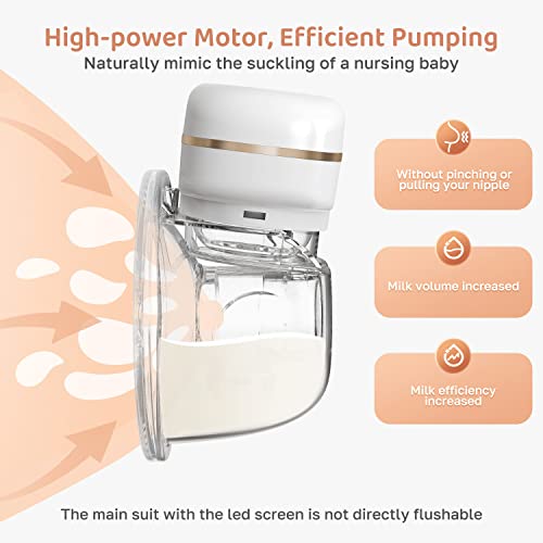 Coolever Wearable Breast Pump Hands Free, Great Suction for Electric Breast Pump, No Milk Leakage Portable Breast Pump, Low Noise&Pain Free, LCD Display, 3 Modes&9 Levels, 19+22+26mm Flanges, 2 Pack