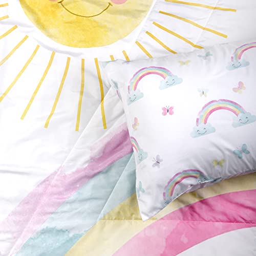 Expressions Toddler Bedding Set, Rainbow (2 Piece Set, Fits Standard Infant Mattress) Includes Microfiber Reversible Comforter and Pillowcase for Kids