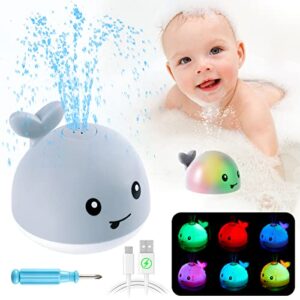 【2023 upgrade】 baby bath toys gifts, rechargeable whale baby toys, light up bath toys for toddlers, sprinkler bathtub toys for infants kids, spray water bath toy, pool bathroom tub baby toy