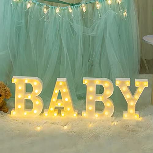 ZUOVAOV LED Light up letter BABY Sig, Led Baby Word Box Logo, Home Bedroom, Nursery Room, Table Wall Decoration, Warm White Light Emitting Letters, Baby Shower Decoration (BABY)