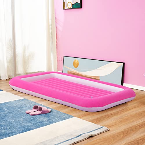 RAPTAVIS Kids Air Mattress Inflatable Toddler Travel Bed with Sides,Pink