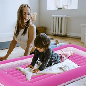 RAPTAVIS Kids Air Mattress Inflatable Toddler Travel Bed with Sides,Pink