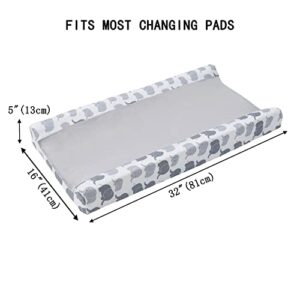 Changing Pad Cover - Baby Ultra Soft Hypoallergenic Silky Comfort Knit Sheets Cotton Diaper Change Table Pad Covers Stretchy Crib Decoration for Newborn - Gray Elephants