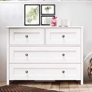 4 Drawer Dresser, White Dresser for Bedroom, Wide Nursery Dresser Storage Organizer Cabinet, Chest of Drawers for Children Room, Entryway and Living Room