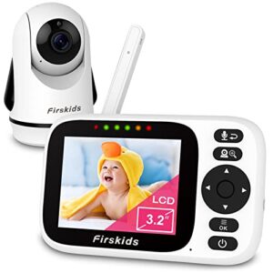 firskids baby monitor with camera and audio,no wifi required,3.2" baby video monitor, long range, easy to use, 2-way talk, vox, night vision, suitable for baby monitoring and elderly care