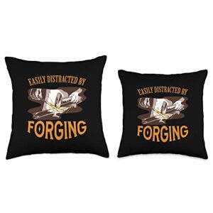 Anvil & Forging Designs Blacksmith Smith Forging Metalworking Funny Throw Pillow, 18x18, Multicolor