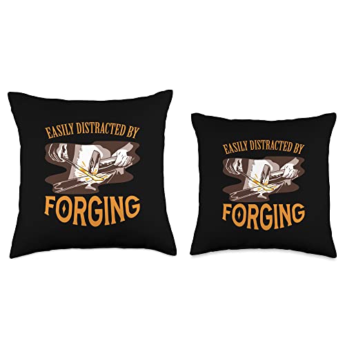 Anvil & Forging Designs Blacksmith Smith Forging Metalworking Funny Throw Pillow, 18x18, Multicolor
