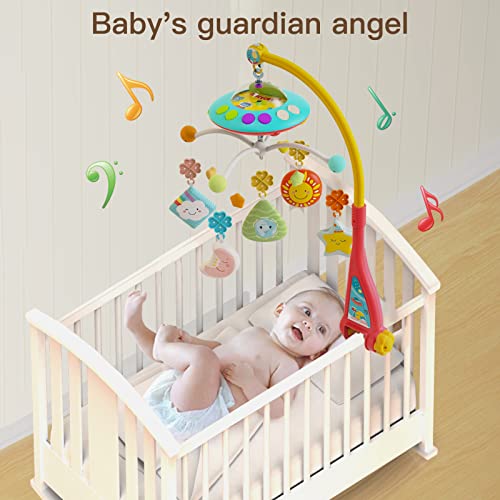 Eners Baby Crib Mobile with Music and Lights, Mobile for Crib with Remote Control, Rotation, Moon and Star Projection, Baby Crib Toys for Boys Girls (Yellow)