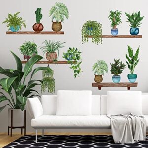 tropical plants wall stickers green potted plant wall decals removable diy art murals for family living room background wall decoration kids bedroom kitchen office girl room wallpaper