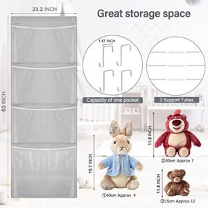 Hanging Stuffed Animal Storage, Over The Door Large Plush Toy Organizer with Metal Hook, Baby Accessories Holder Idea for Nursery, Doll & Teddy Bear Mesh Hammock Bag for Girls Boys Kids Room