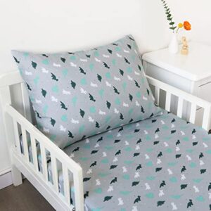 springspirit 2-piece toddler sheet set microfiber, toddler bedding set includes crib sheets set and envelope pillowcase, silky soft, breathable and lightweight, dinosaur
