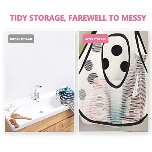 NAPCORE Cartoon Panda Bathing and Water Playing Toy Storage Bag Bathroom with Sucker Durable Net Bag Design Strong Wall Absorbing Duvet Storage