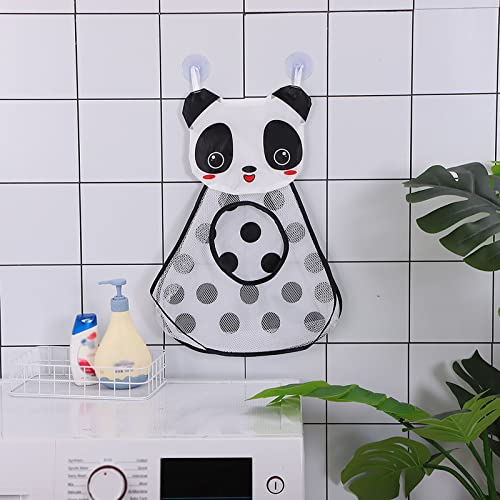 NAPCORE Cartoon Panda Bathing and Water Playing Toy Storage Bag Bathroom with Sucker Durable Net Bag Design Strong Wall Absorbing Duvet Storage