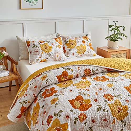 UOZZI BEDDING Quilt Set Queen Full Size 88x88 3 PC Reversible Soft Microfiber Lightweight Coverlet Bedspread Summer Comforter Set Bed Cover for All Season (1 Quilt+ 2 Shams)