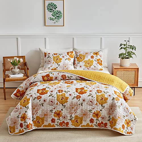 UOZZI BEDDING Quilt Set Queen Full Size 88x88 3 PC Reversible Soft Microfiber Lightweight Coverlet Bedspread Summer Comforter Set Bed Cover for All Season (1 Quilt+ 2 Shams)