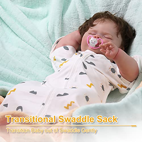 WODHOY Transition Swaddle, 2 Pack Baby Sleep Sack 3-6 Months Arms up Swaddle with Arms in/Out, 2-Way Zipper 100% Cotton 0.5 TOG Comfy Transitional Swaddle Sack Baby Swaddle for Boy Girl (Medium)