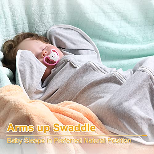 WODHOY Transition Swaddle, 2 Pack Baby Sleep Sack 3-6 Months Arms up Swaddle with Arms in/Out, 2-Way Zipper 100% Cotton 0.5 TOG Comfy Transitional Swaddle Sack Baby Swaddle for Boy Girl (Medium)
