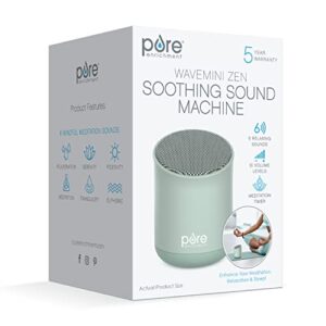 Pure Enrichment® Wave™ Mini Zen Soothing Sound Machine - Portable Sound Machine for Yoga Studios, Travel & Sleep - 6 Relaxing Sounds, Optional Timer & Rechargeable Lithium Battery (Tranquil Green)