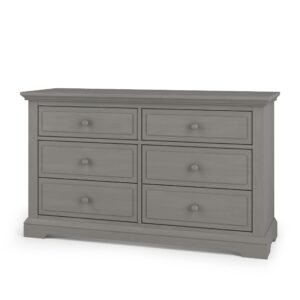 child craft jordyn select 6 drawer double dresser, classic style with wood knobs (lunar gray)