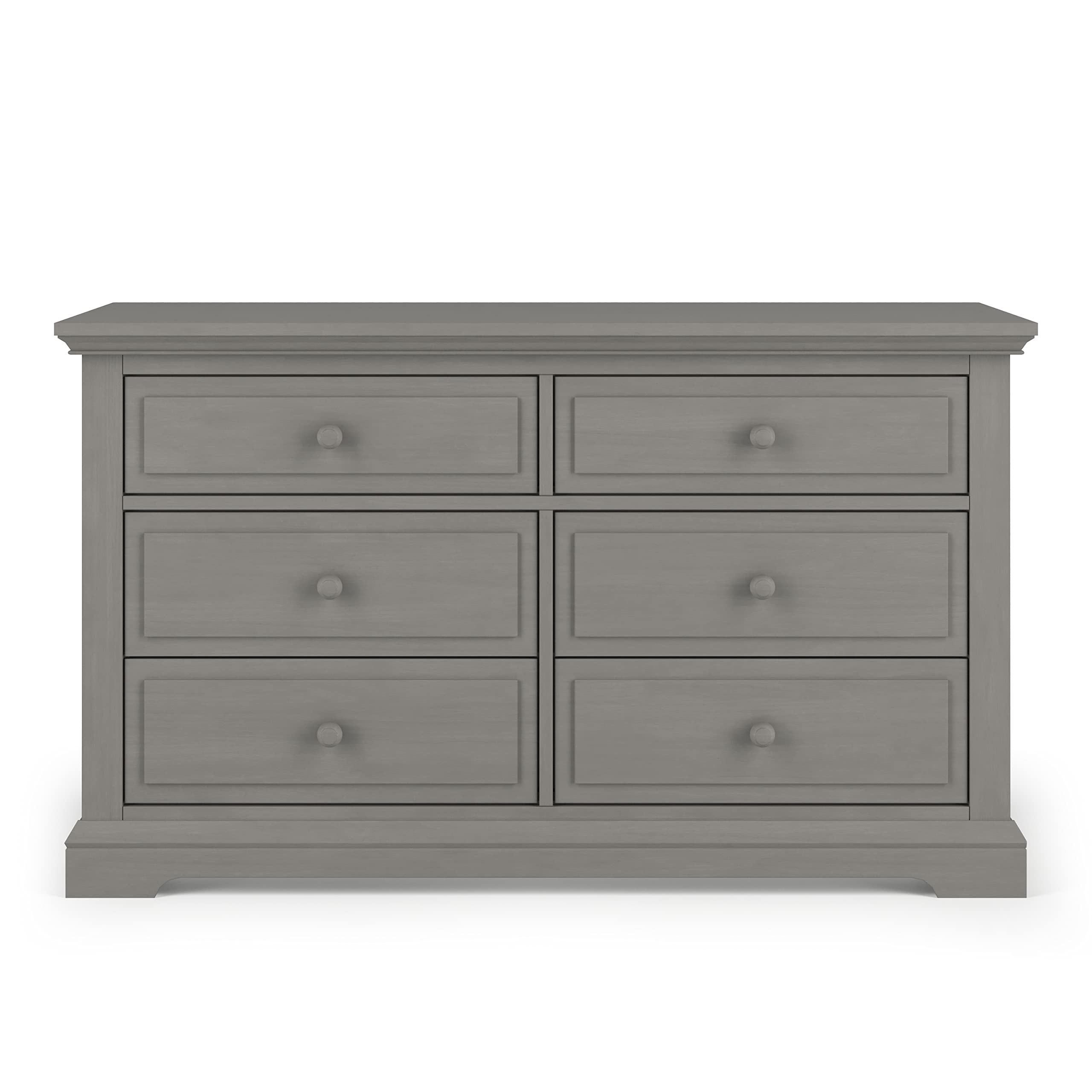 Child Craft Jordyn Select 6 Drawer Double Dresser, Classic Style with Wood Knobs (Lunar Gray)