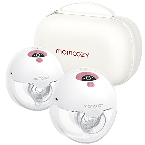 Momcozy M5 Hands Free Breast Pump, Double Wearable Breast Pump of Baby Mouth Double-Sealed Flange with 3 Modes & 9 Levels, Electric Breast Pump Portable - 24mm, 2 Pack Cozy Red