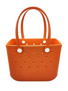 beach bag, waterproof open tote bag, easy to clean eva beach bag with holes for the beach boat pool sports shopping (orange)