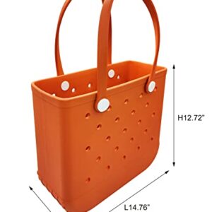 Beach Bag, Waterproof Open Tote Bag, Easy To Clean EVA Beach Bag With Holes for the Beach Boat Pool Sports Shopping (Orange)