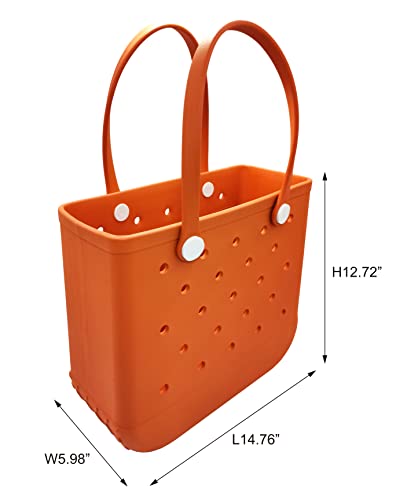 Beach Bag, Waterproof Open Tote Bag, Easy To Clean EVA Beach Bag With Holes for the Beach Boat Pool Sports Shopping (Orange)