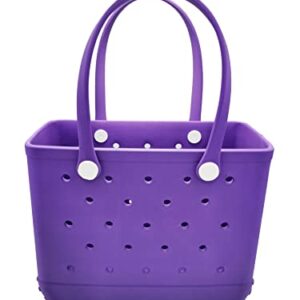 Beach Bag, Waterproof Open Tote Bag, Easy To Clean EVA Beach Bag With Holes for the Beach Boat Pool Sports Shopping (Purple) Large