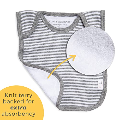 Burt's Bees Baby - Bibs, 4-Pack Lap-Shoulder Drool Cloths, 100% Organic Cotton with Absorbent Terry Towel Backing