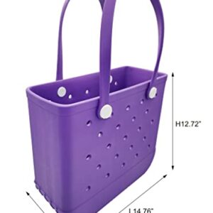 Beach Bag, Waterproof Open Tote Bag, Easy To Clean EVA Beach Bag With Holes for the Beach Boat Pool Sports Shopping (Purple) Large