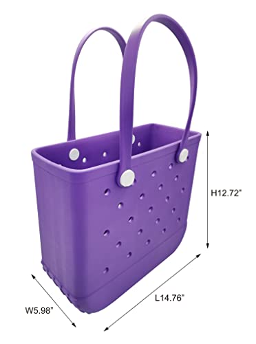 Beach Bag, Waterproof Open Tote Bag, Easy To Clean EVA Beach Bag With Holes for the Beach Boat Pool Sports Shopping (Purple) Large