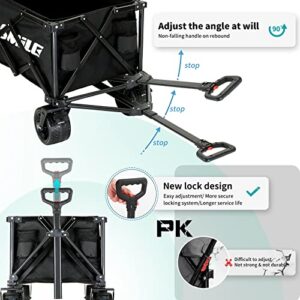 EchoSmile Collapsible Folding Wagon Cart, Beach Wagon for Sand with Big Wheels, Heavy Duty 400lbs Capacity Utility Wagon, Portable Garden Cart with Adjustable Handle, Foldable Grocery Wagon for Sports