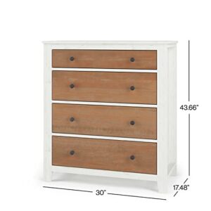 Child Craft Ocean Grove 4 Drawer Chest, Anti-Tip Kit, Extra-Large Storage Dresser for Baby Nursery, Kid’s Room and Bedroom (White/Brown)