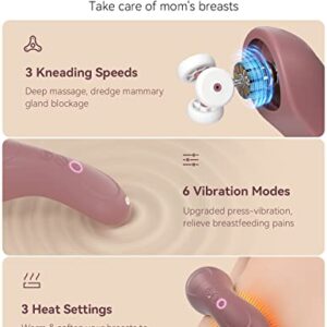 Momcozy Kneading Lactation Massager with Heat, 3-in-1 Real-Like Massage for Relieve Clogged Ducts, Breast Massager Warming for Breastfeeding, Improve Milk Flow, Dusty Rose
