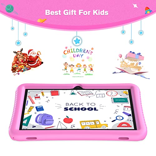 TOSCiDO 10 inch Kids Tablet,Android 11 Tablet for Kids,32GB ROM, Quad Core Processor,IPS HD 1280 * 800 Display,Parental Control,WiFi,Dual Cameras with Kids Tablet Case - Pink