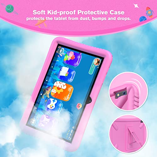 TOSCiDO 10 inch Kids Tablet,Android 11 Tablet for Kids,32GB ROM, Quad Core Processor,IPS HD 1280 * 800 Display,Parental Control,WiFi,Dual Cameras with Kids Tablet Case - Pink