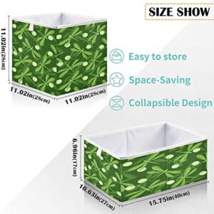 visesunny Closet Baskets Cute Green Dragonflies Storage Bins Fabric Baskets for Organizing Shelves Foldable Storage Cube Bins for Clothes, Toys, Baby Toiletry, Office Supply