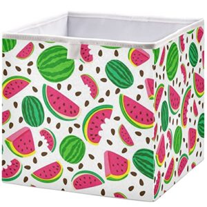 visesunny closet baskets watermelon doodle storage bins fabric baskets for organizing shelves foldable storage cube bins for clothes, toys, baby toiletry, office supply