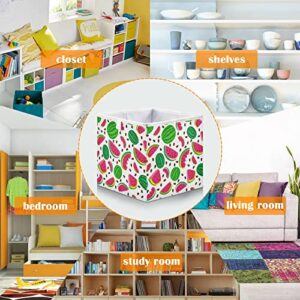 visesunny Closet Baskets Watermelon Doodle Storage Bins Fabric Baskets for Organizing Shelves Foldable Storage Cube Bins for Clothes, Toys, Baby Toiletry, Office Supply