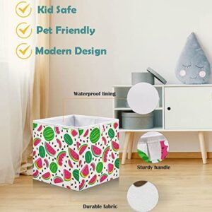 visesunny Closet Baskets Watermelon Doodle Storage Bins Fabric Baskets for Organizing Shelves Foldable Storage Cube Bins for Clothes, Toys, Baby Toiletry, Office Supply