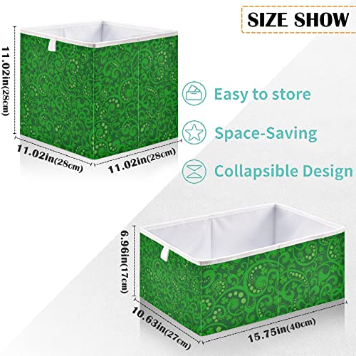 visesunny Closet Baskets St Patricks Green Plant Storage Bins Fabric Baskets for Organizing Shelves Foldable Storage Cube Bins for Clothes, Toys, Baby Toiletry, Office Supply